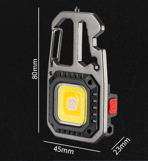 Mini COB Keychain Light Rechargeable Small LED Flashlight 500 Lumen Portable 7 Light Modes Pocket with Folding Bracket