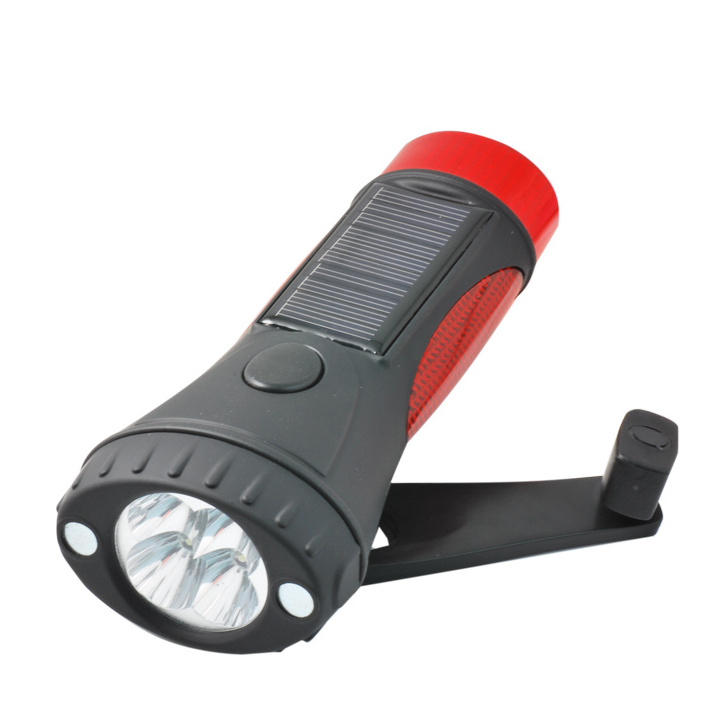 portable hand crank Dynam Solar LED Flashlight Torch