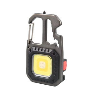 Mini COB Keychain Light Rechargeable Small LED Flashlight 500 Lumen Portable 7 Light Modes Pocket with Folding Bracket