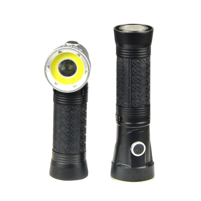 Portable rechargeable COB LED Flashlight with 180 degree Swivel Head & Magnetic Attachable Bottom Aluminum torch