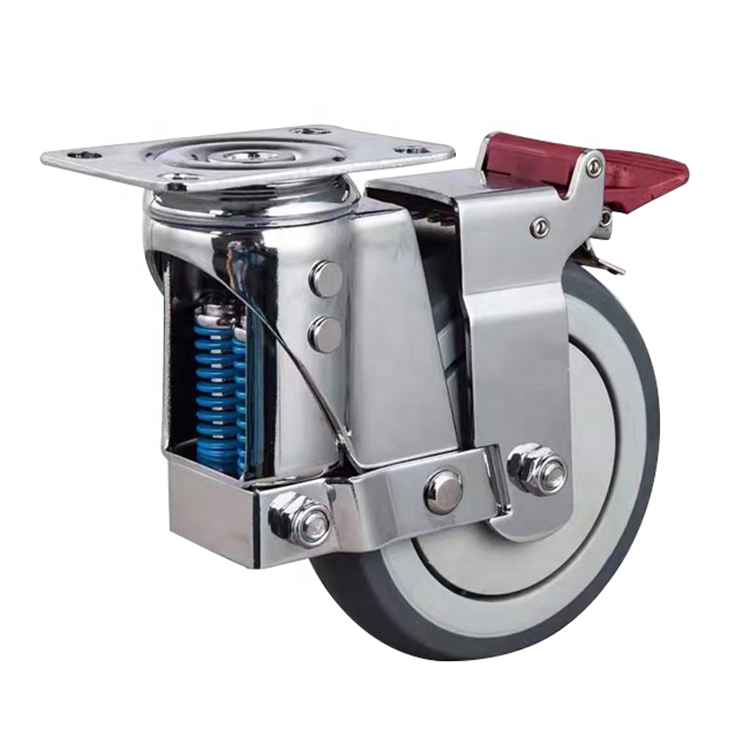 Heavy Duty Fixed Steel Caster Wheel with Plate Brake