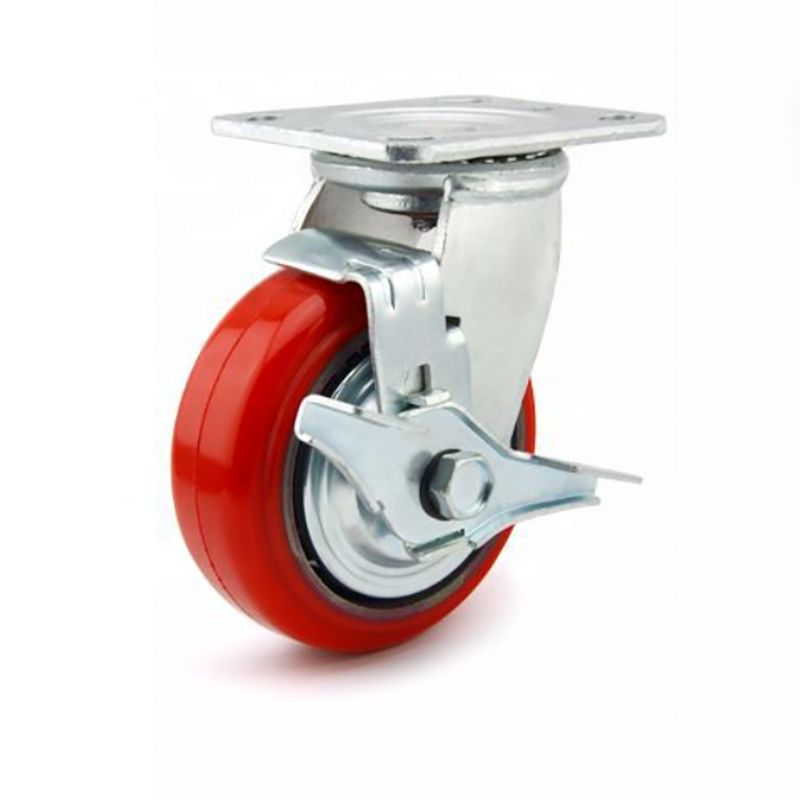 TZBOT Industrial heavy bearing trolley caster wheels with PU polyurethane tread caster TZ4060UC