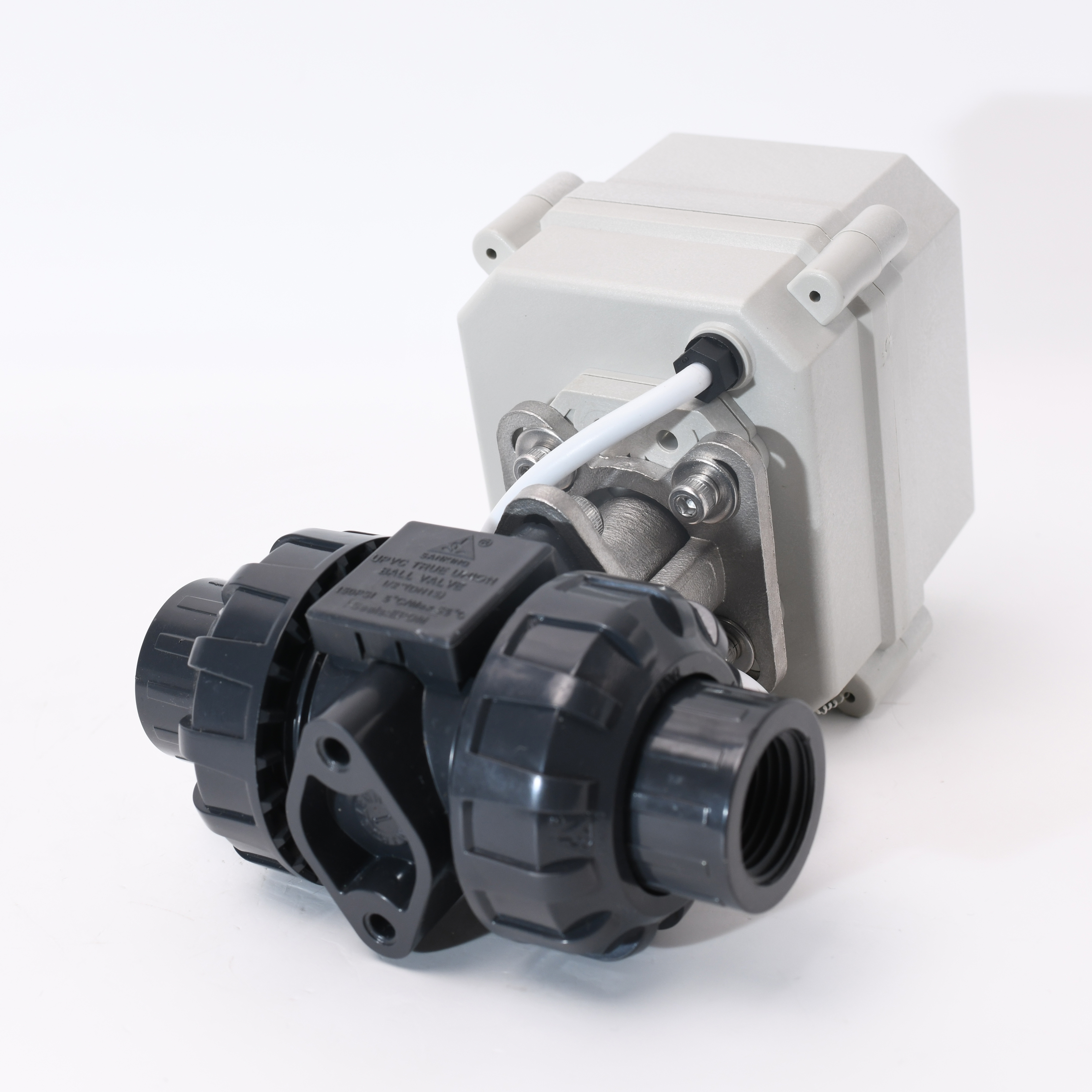 Hot!Hight quality.230V,DC12V,DC24V Motorized PVC ball valve PVC electric operated valve(DN15/DN20/DN25/DN32/DN40)