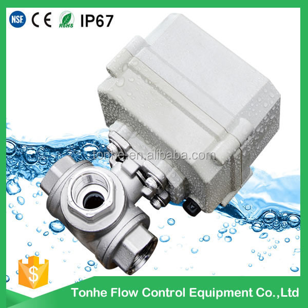 1.0MPa ball valve 1/2'' 3-way BSP/NPT Stainless Steel Horizontal Brass High Quality Motorized Ball Valve