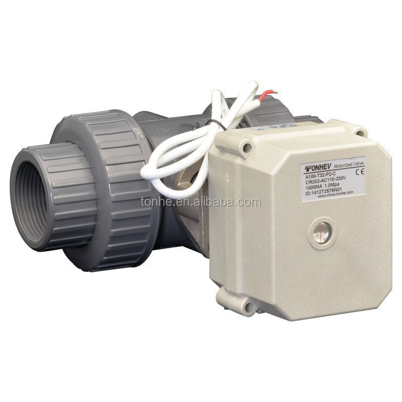 2- way 1 1/2'' PVC motorized shut off ball valve for automatic control