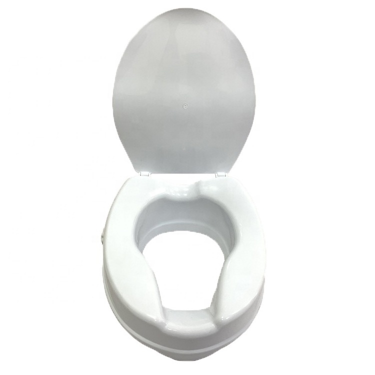 White Portable 4 Inch Raised Toilet Seat with Lid Fits Most Standard Toilets TCA04A