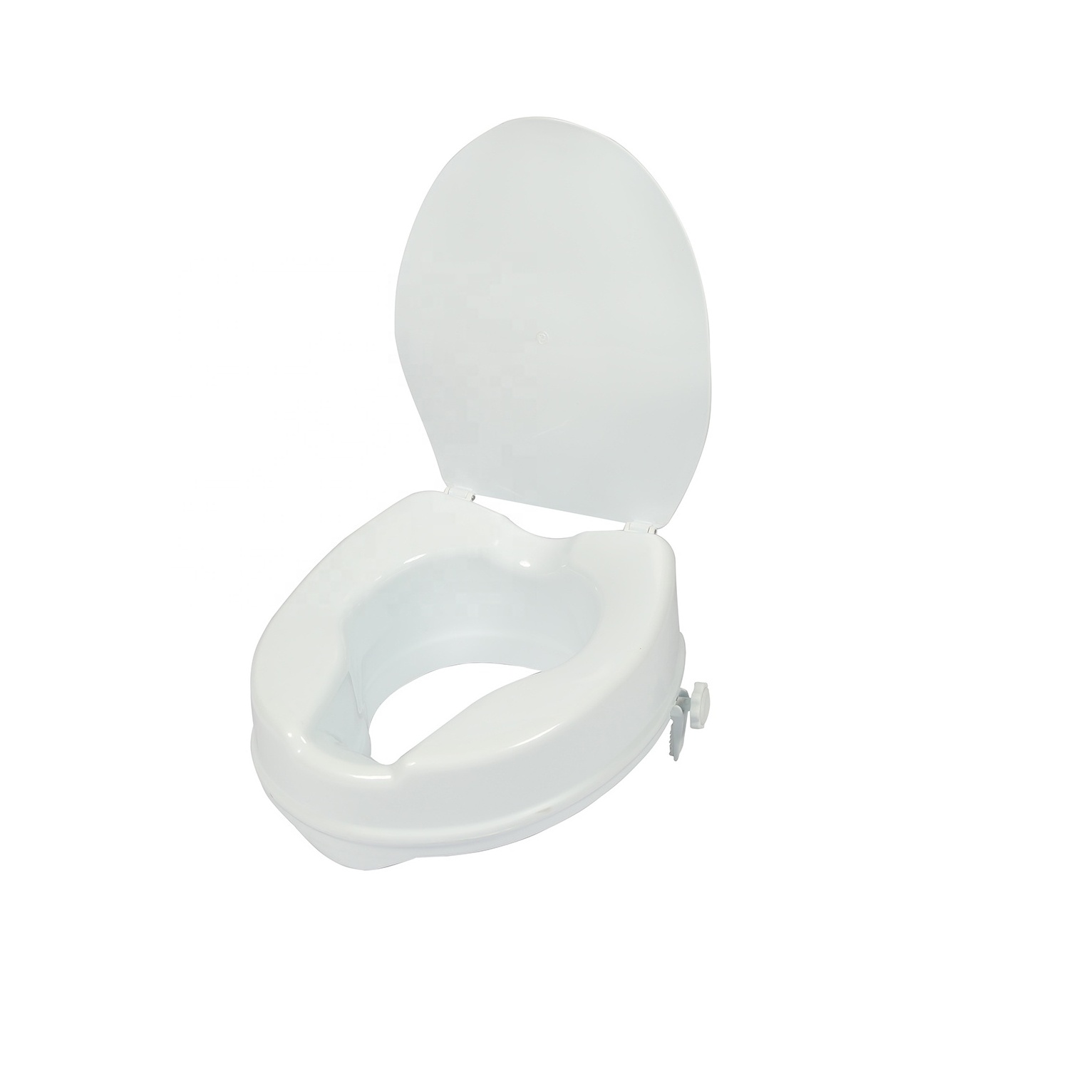 White Portable 4 Inch Raised Toilet Seat with Lid Fits Most Standard Toilets TCA04A