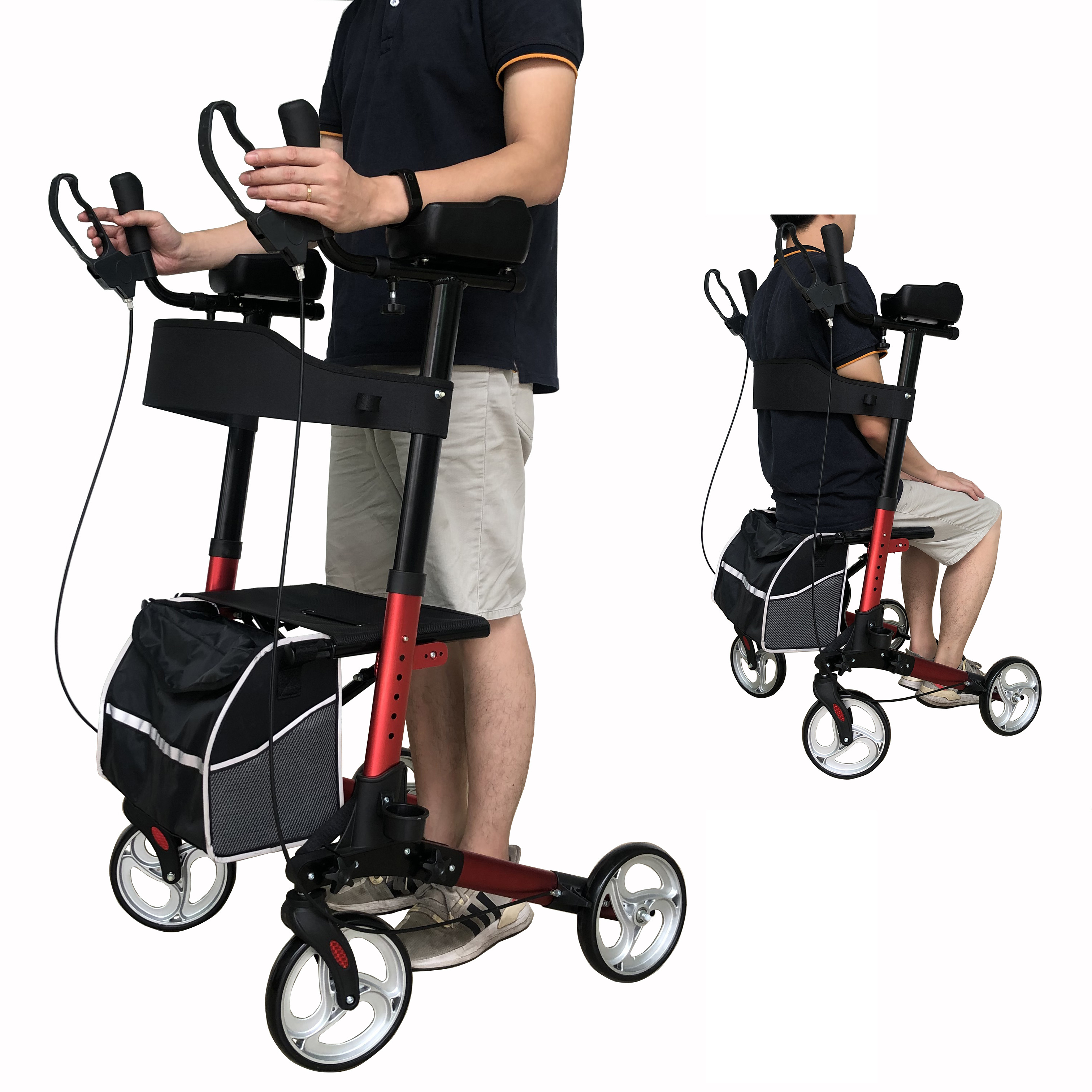 Adults walker Double folding  aluminium rollator, upright walker for adults