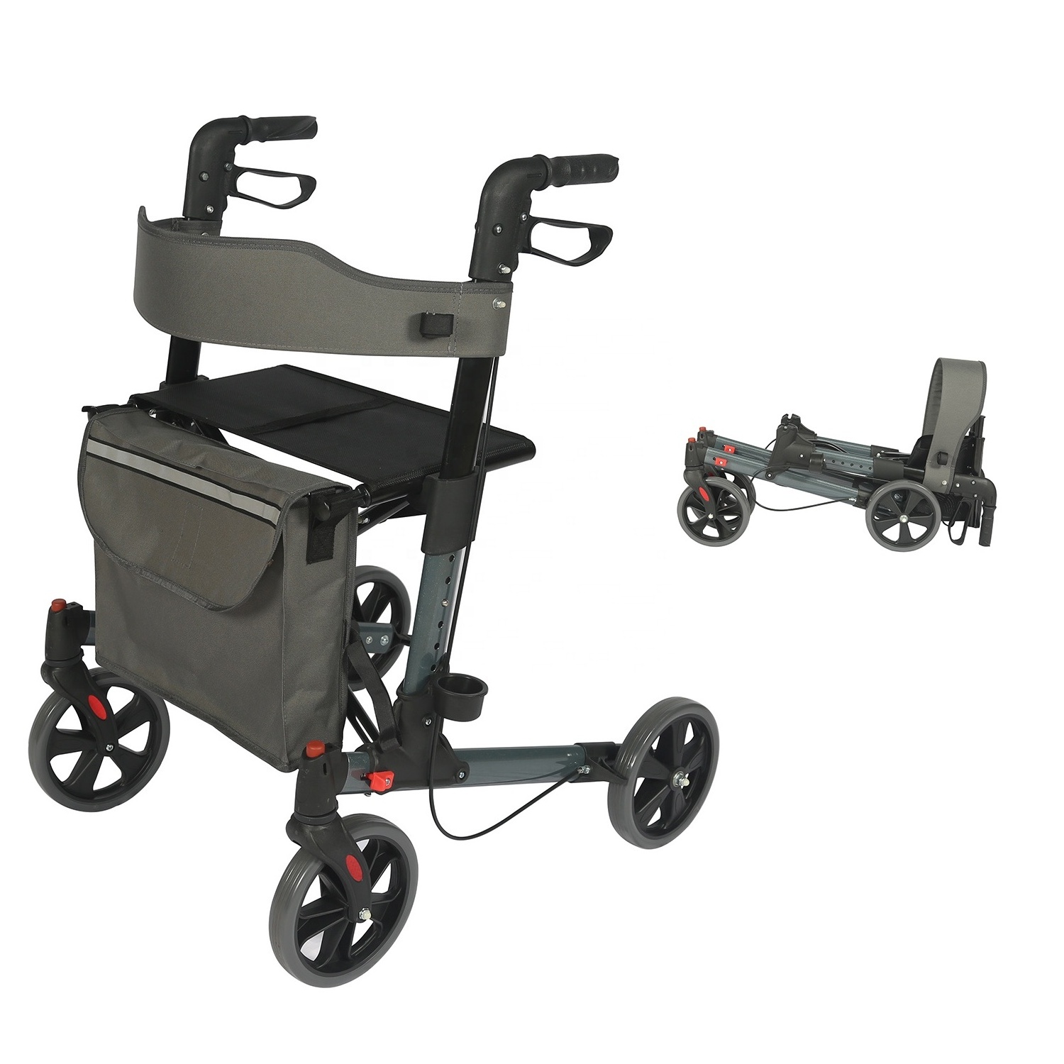 Adults walker Double folding  aluminium rollator, upright walker for adults