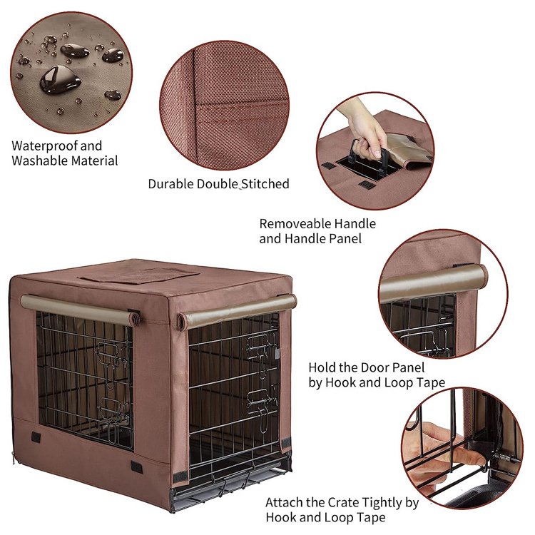 Double Door Dog Kennels Houses Dog Crate Cover Collapsible Metal Contour Cages For Puppy Cats