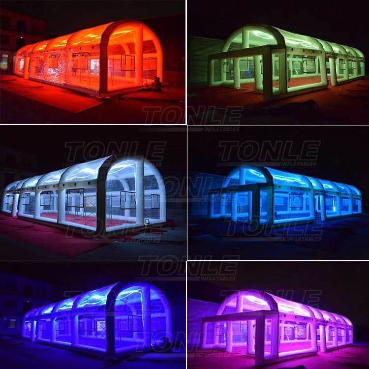 Airtight clear inflatable swimming pool cover, inflatable water pool cover tent with led light decoration