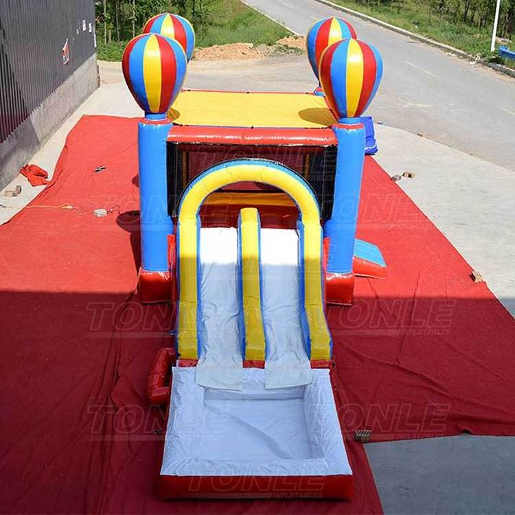 Hot Air Balloon inflatable bouncer, bounce house for kids, jumping castle with dual lane water slide for sale