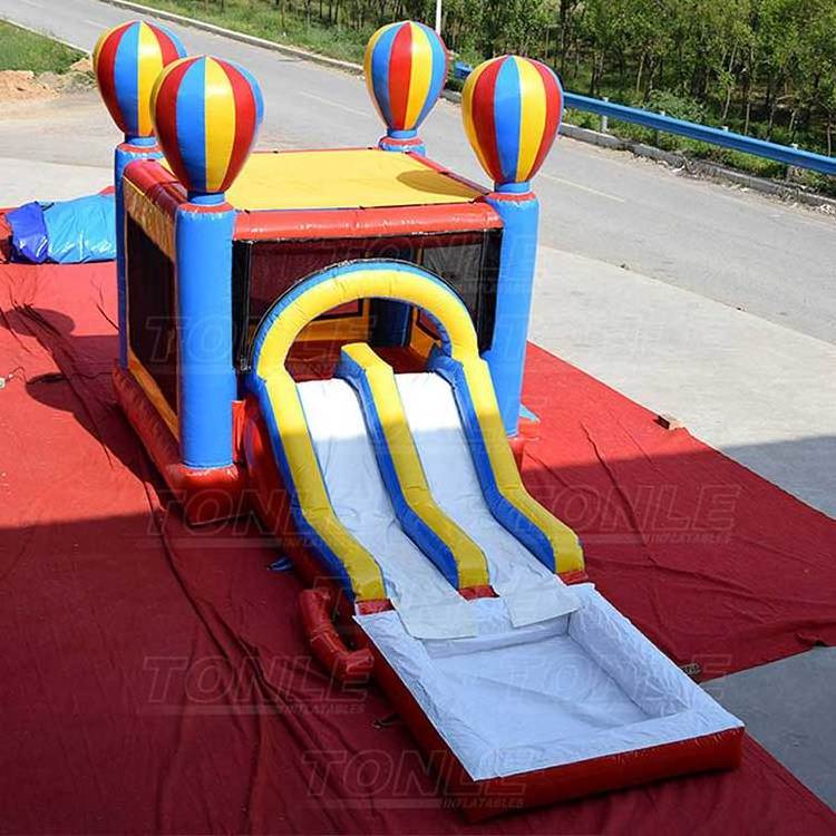 Hot Air Balloon inflatable bouncer, bounce house for kids, jumping castle with dual lane water slide for sale