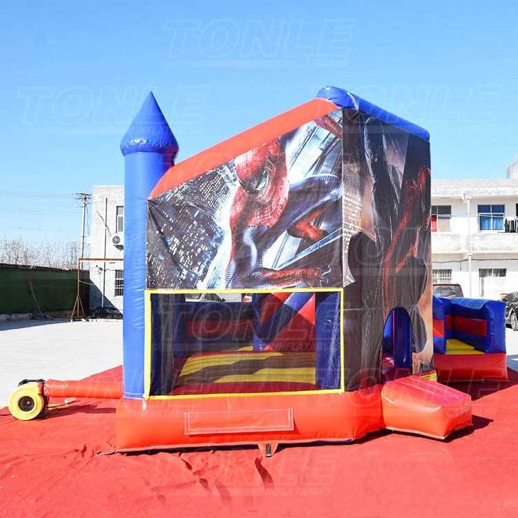 Outdoor commercial kids bouncy combo castle inflatable bouncer water slide jumper spiderman bounce house for sale