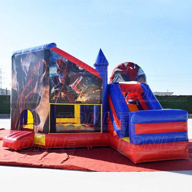 Outdoor commercial kids bouncy combo castle inflatable bouncer water slide jumper spiderman bounce house for sale