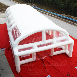 Airtight clear inflatable swimming pool cover, inflatable water pool cover tent with led light decoration