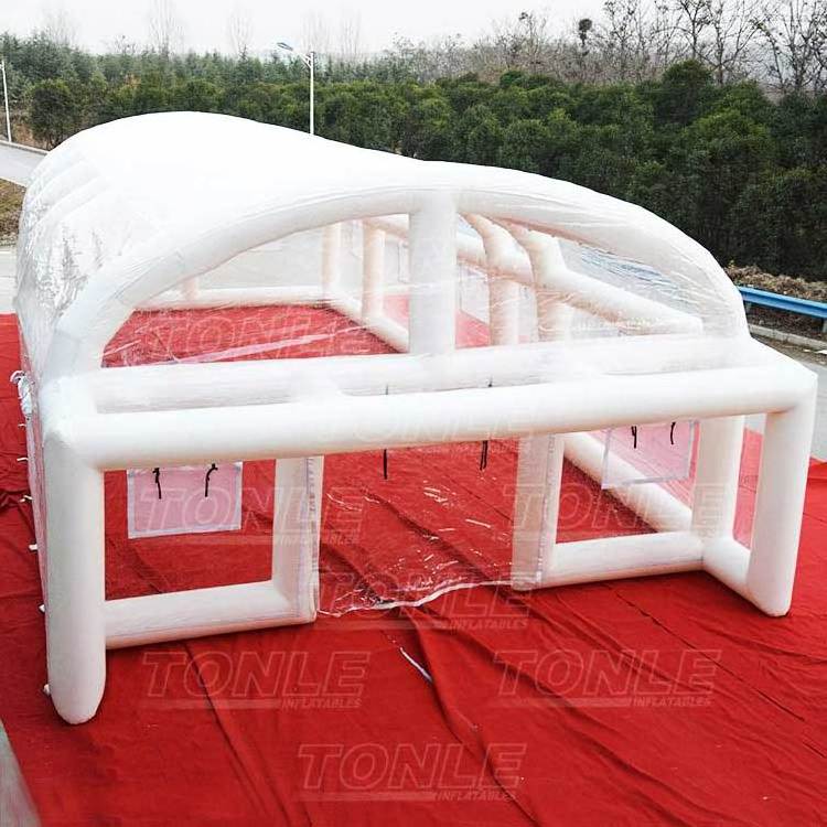 Airtight clear inflatable swimming pool cover, inflatable water pool cover tent with led light decoration