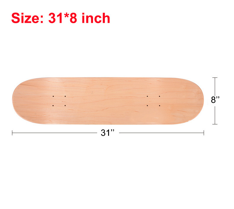 Cheap 31*8inch blank skate board deck wholesale 7 ply canadian maple custom skateboard decks