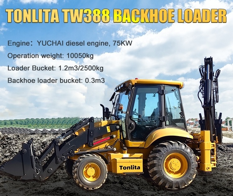 TW388 Tonlita backhoe excavator loader compact tractor with loader and backhoe with factory price