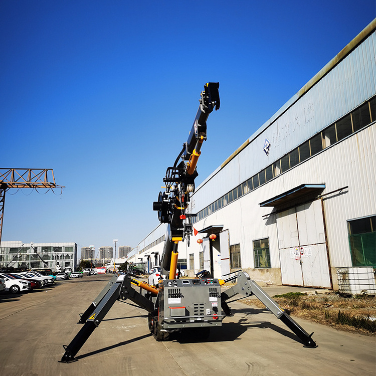 Shandong spider crane 1 ton 3 ton 5 8 spider crawler crane long knuckle boom spider crane hydraulic fly jib