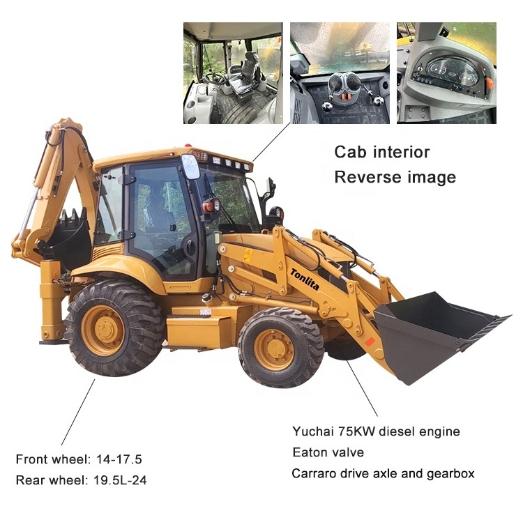 TW388 Tonlita backhoe excavator loader compact tractor with loader and backhoe with factory price