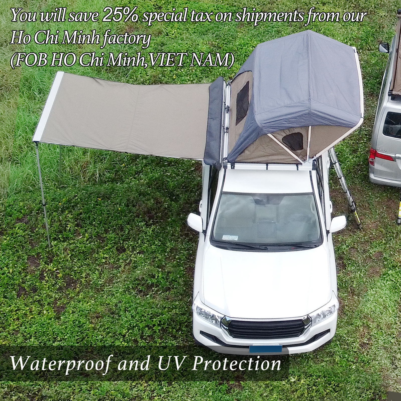 2x2.0m/2x2.5m Car Side  Awning Tent SUV Truck Tents 4x4 Offroad Camping Outdoor Waterproof Foldable Awnings Factory Price