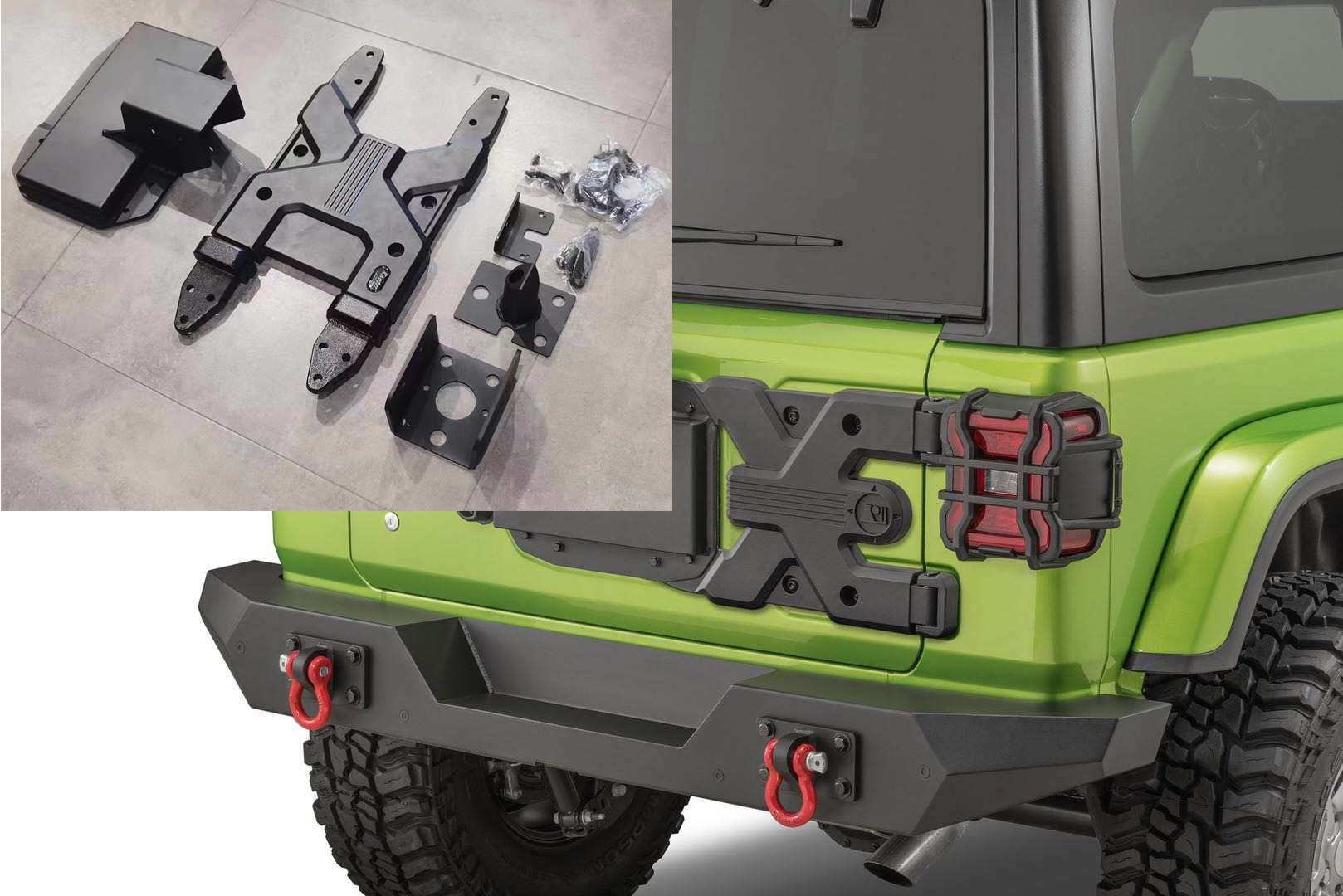 Car Spare Tire Carrier Tailgate Bracket Hinge Reinforcement Kits  For 2018-UP Jeep  Wrangler JL