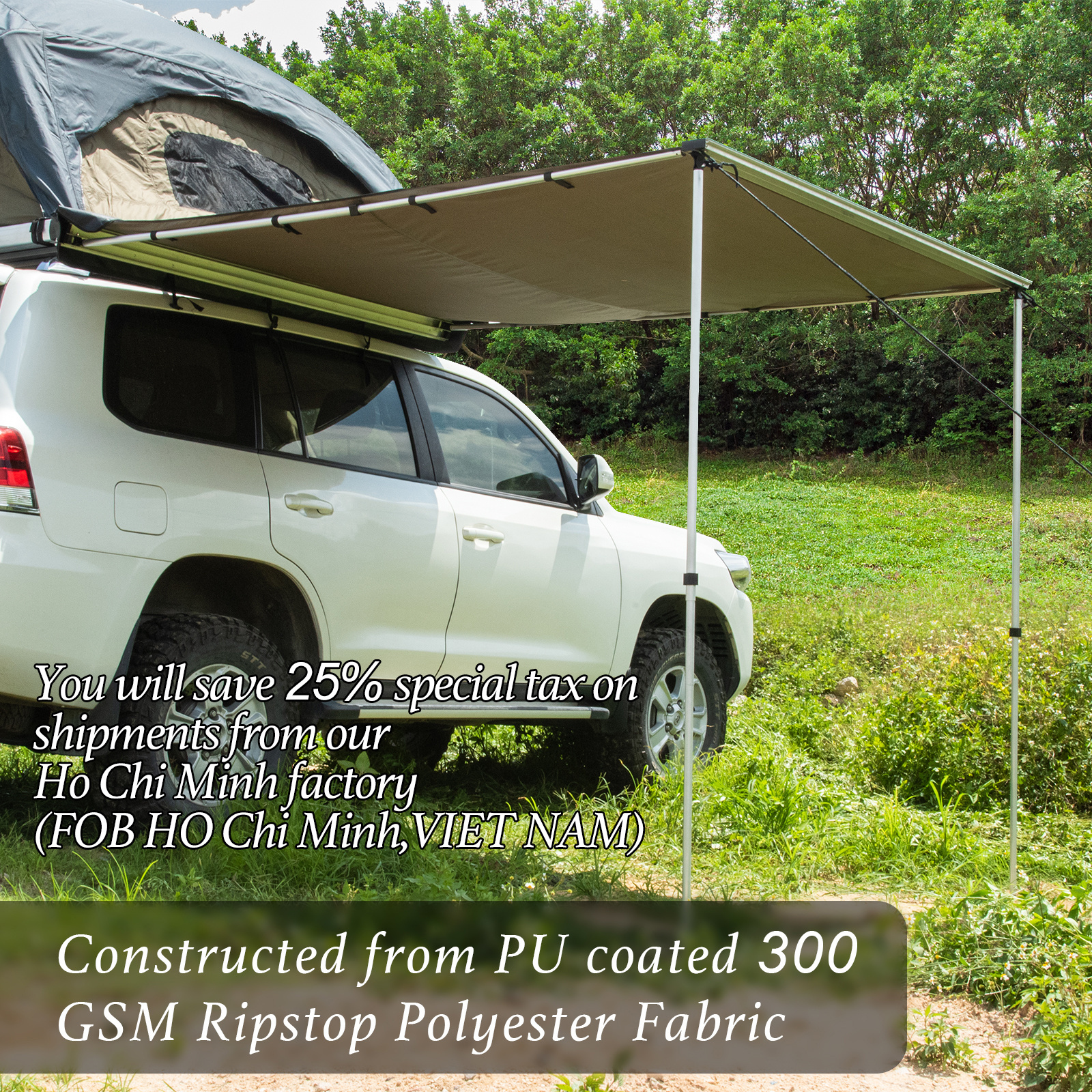 2x2.0m/2x2.5m Car Side  Awning Tent SUV Truck Tents 4x4 Offroad Camping Outdoor Waterproof Foldable Awnings Factory Price