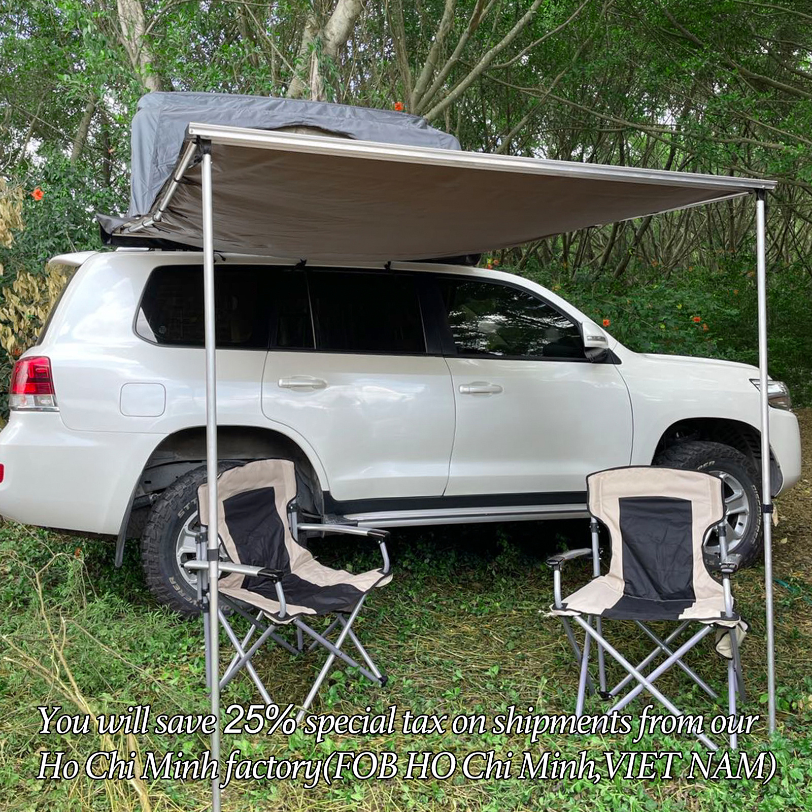 2x2.0m/2x2.5m Car Side  Awning Tent SUV Truck Tents 4x4 Offroad Camping Outdoor Waterproof Foldable Awnings Factory Price