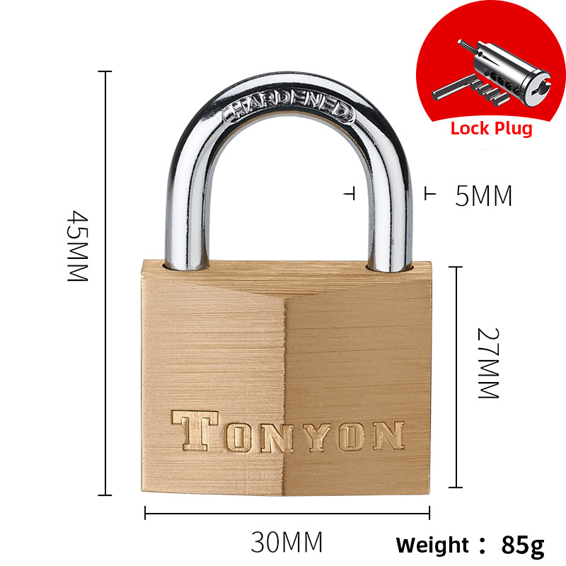 Tonyon Factory wholesale Candado Custom 30/40/50/60 mm Pad Lock High Safety Padlocks Keyed Alike Small Mini Copper Brass Padlock