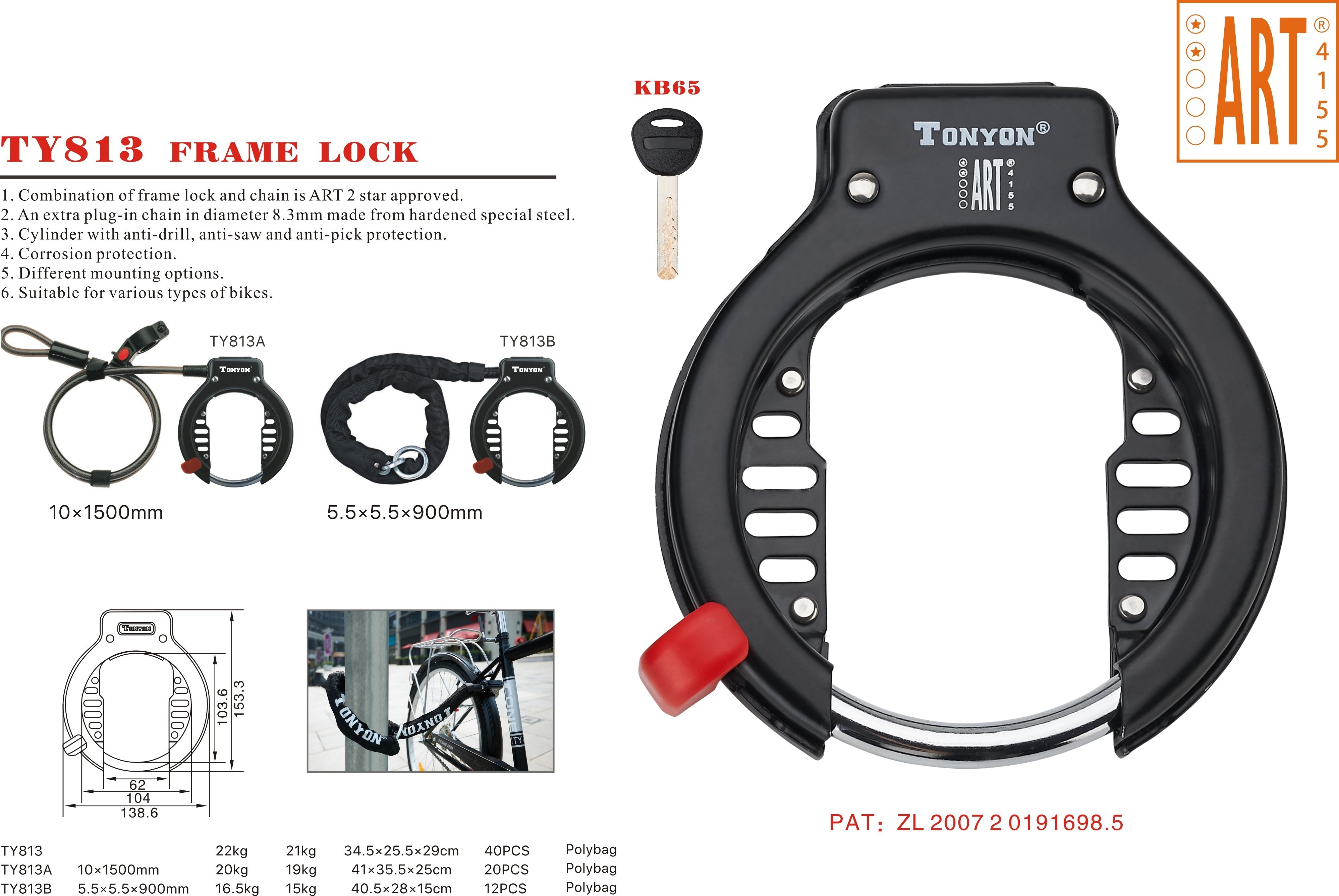 Tonyon Accessories High Quality Anti Theft Bicycle Frame Lock Motorcycle Scooter Bike Security Horseshoe Lock