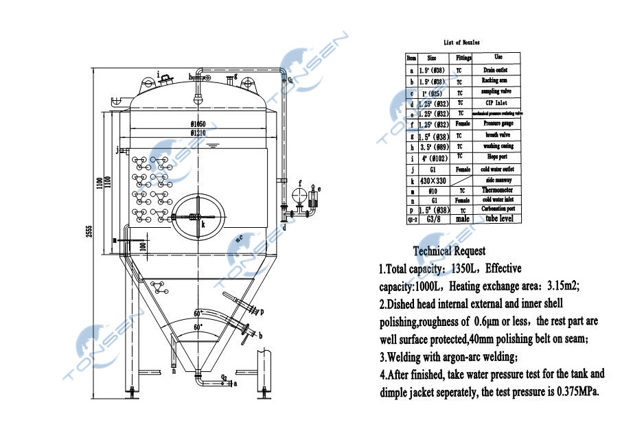 Double Walled Cooling Jacket Conical Beer Fermenter Stainless Steel Fermentation Tank 50l 75l 100l 200l 400l 500l 1000l