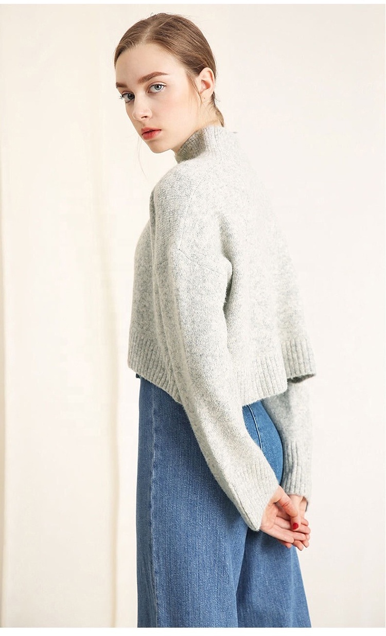 2024 Customizable Knit Fuzzy Wool Mohair Jumpers Woman Pullover Crewneck Crop Angora Hairy Sweaters For Women