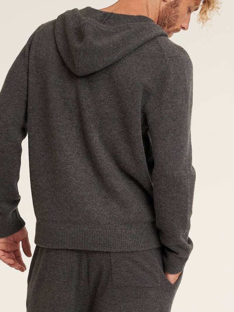 Custom Knitted Zipper Kashmir Hooded Sweater For Men Oversized 100% Wool Cashmere Zip Up Men's Hoodie Sweaters With Hood