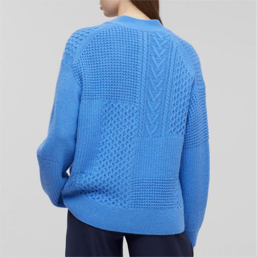 2024 Custom Spring Women Italian Knitwear Comfortable Woman Knit Closed Tonal Patchwork Cardigan Sweater For Women