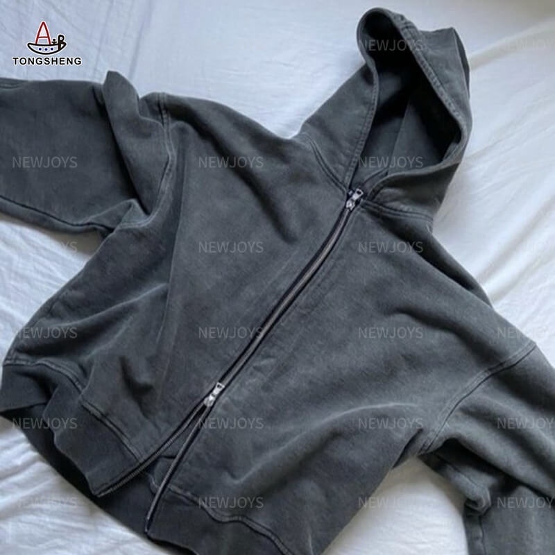 High Quality Cotton Full Double Two Way Zipper Hoodie Custom DTG Print Men Oversized Black Blank Full Face Zip Up Hoodie