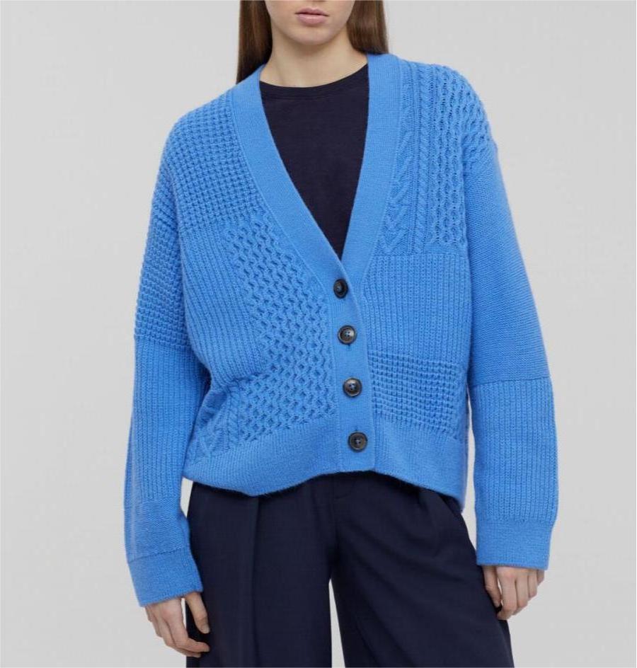 2024 Custom Spring Women Italian Knitwear Comfortable Woman Knit Closed Tonal Patchwork Cardigan Sweater For Women