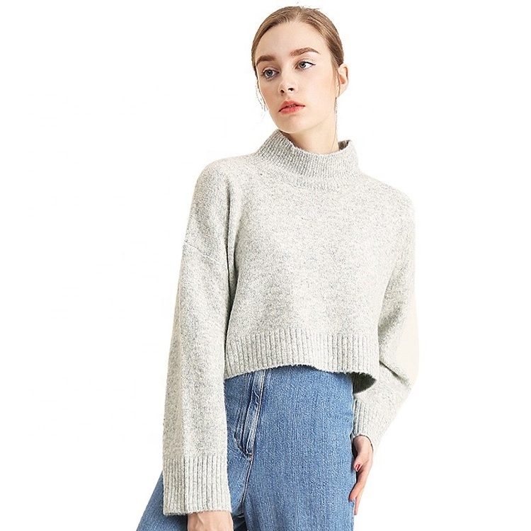 2024 Customizable Knit Fuzzy Wool Mohair Jumpers Woman Pullover Crewneck Crop Angora Hairy Sweaters For Women