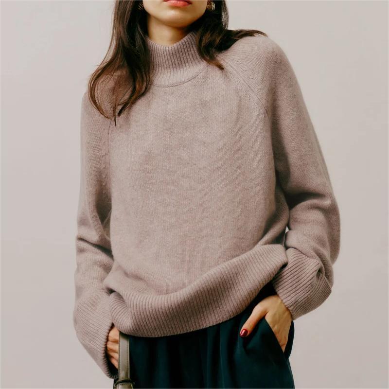 Casmere Turtleneck Women's Sweaters Manufacturers Knit Custom Mock Neck Jumper Warm 100% Cotton Wool Cashmere Sweater Women