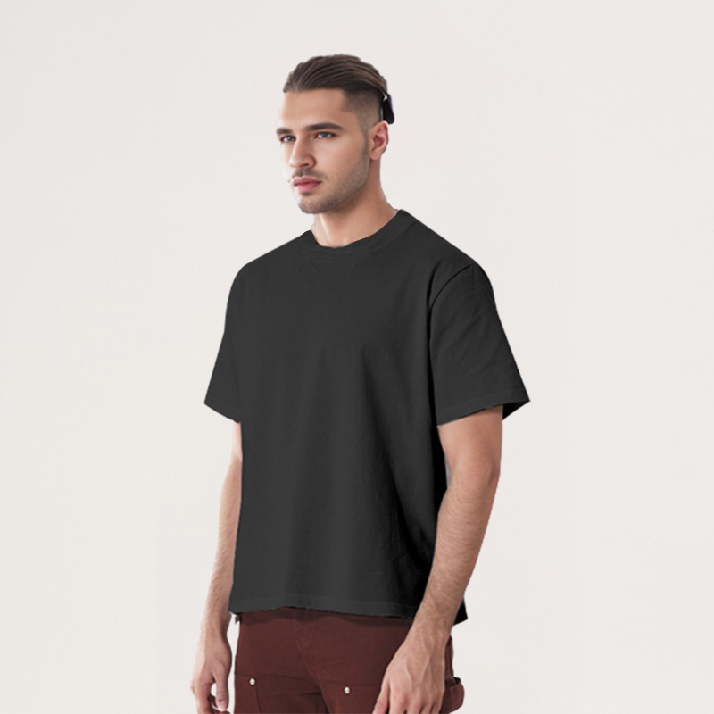 Custom Mens Heavyweight Drop Shoulder Boxy t-Shirts Oversized Boxy Cropped Tee Shirt Tshirt Blank Boxy Fit Crop t Shirt Men