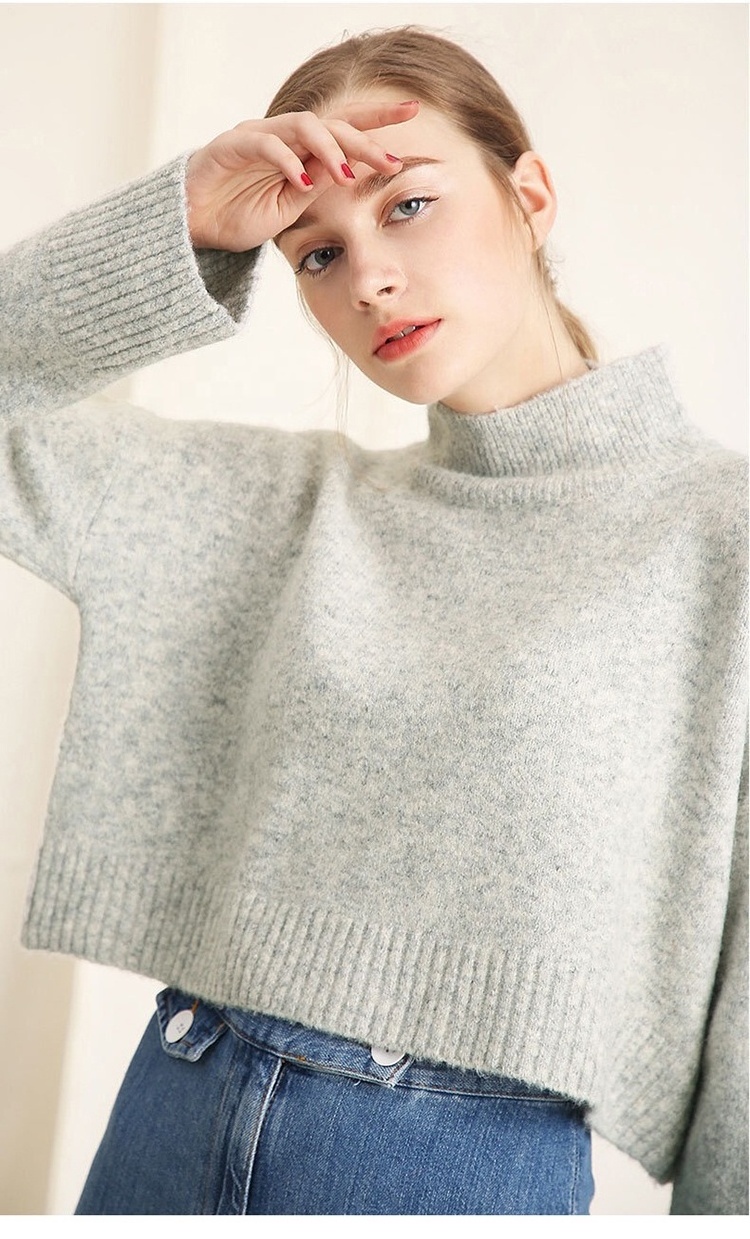 2024 Customizable Knit Fuzzy Wool Mohair Jumpers Woman Pullover Crewneck Crop Angora Hairy Sweaters For Women