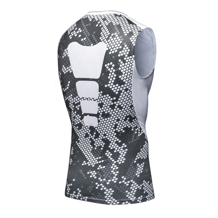 Fitness padded basketball compression t shirt sleeveless