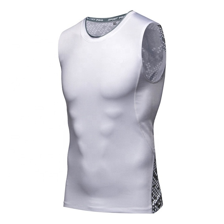 Fitness padded basketball compression t shirt sleeveless