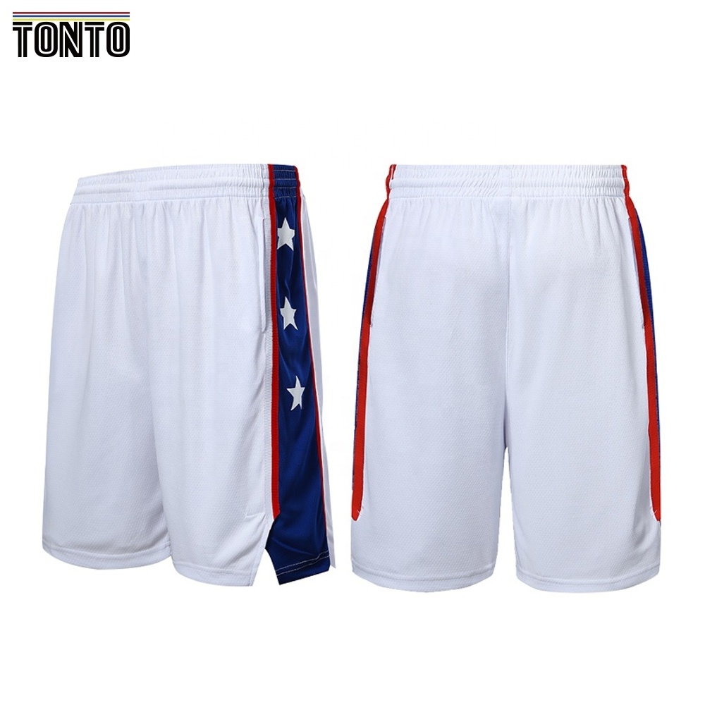 Custom Wholesale Logo Collect Select embroidery Mesh With Zipper Pockets Throwback Basketball Shorts