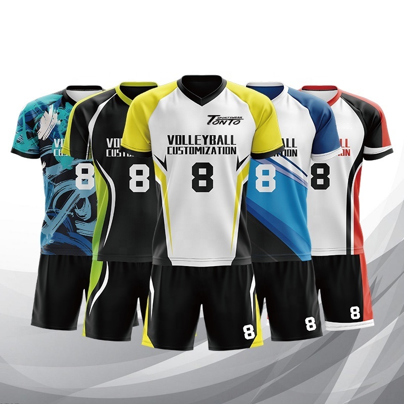 Custom dye made men professional full sublimation volleyball team uniforms jerseys