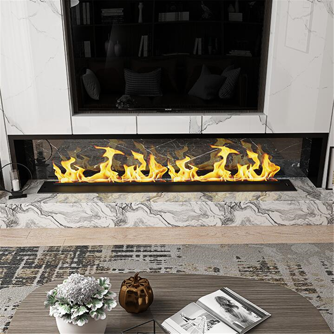 Modern 3d fire place remote-controlled bio ethanol fireplace with 2 years warranty