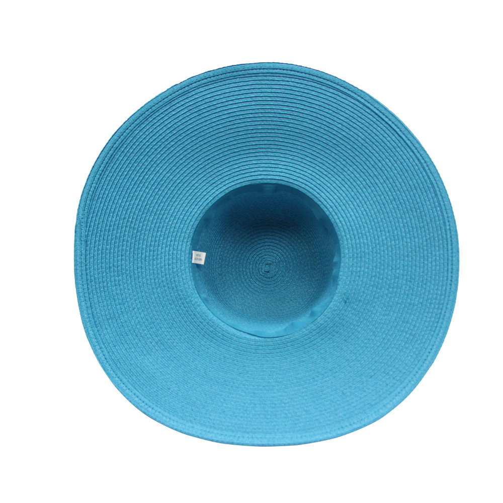 Fashion UPF50  Summer Beach Sun Hat Custom Logo  Paper rope wood bead decoration Wide Brim Braid Floppy Straw Hats for Women