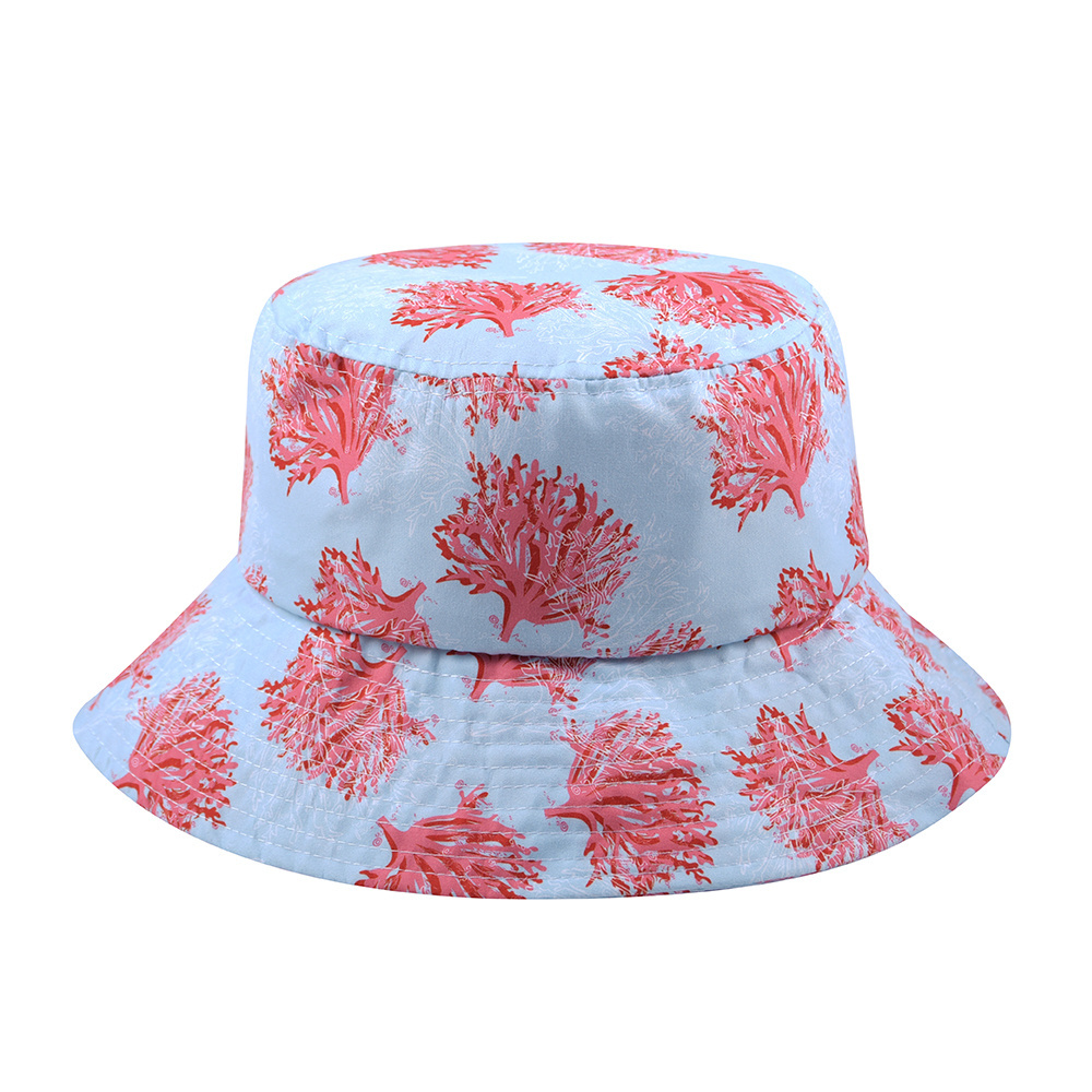 Wholesale custom logo design embroidery Summer Sun Protective Tropical Sublimation Full printed reversible bucket hat