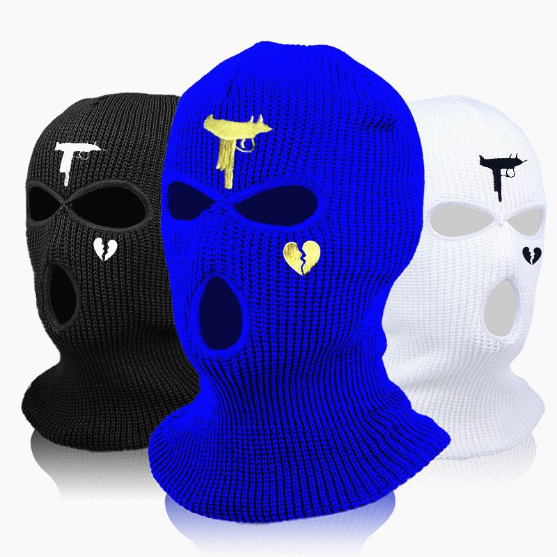 Wholesale Windproof custom skimask winter hat Men warm Acrylic purple 3 Hole Knitted balaclava designer Custom ski mask