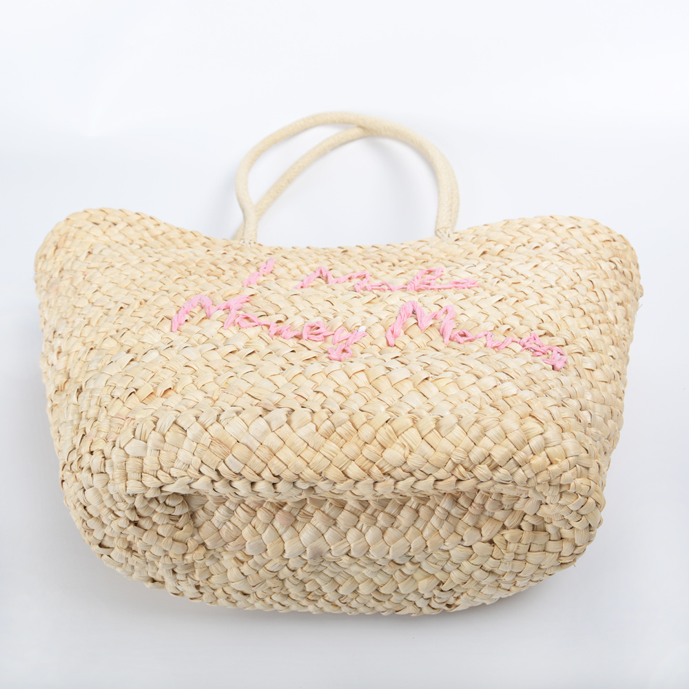 Wholesale Women Corn Straw Bags Tote Summer Beach Fashion Luxury Custom Women's Tote Bags With Custom Printed Logo